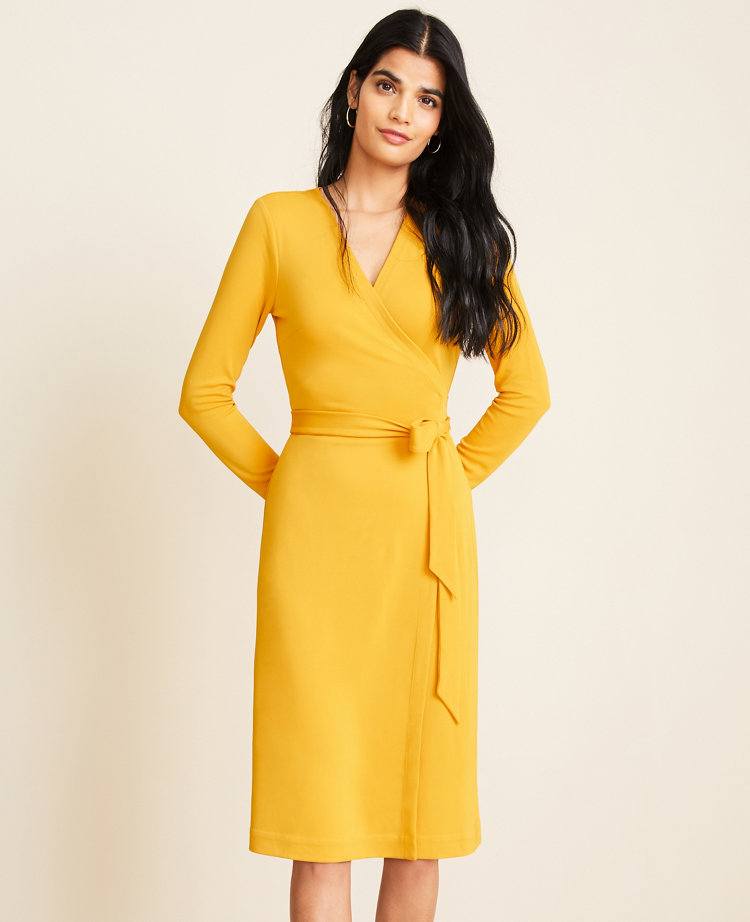 petite wrap dress with tie waist