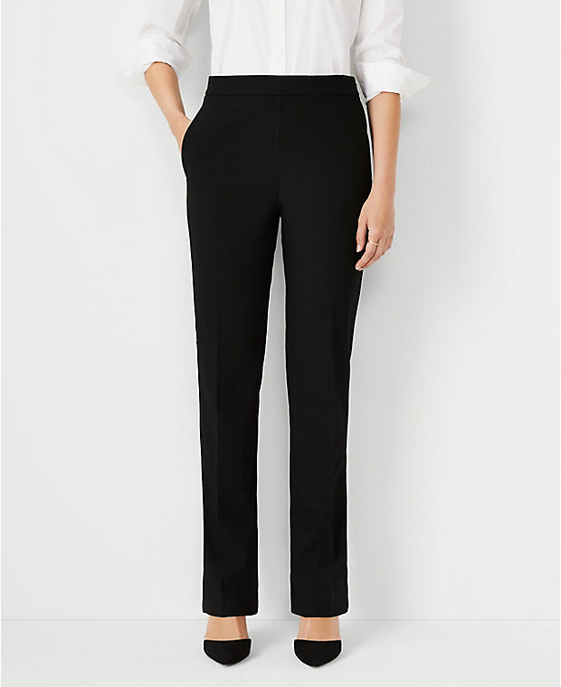 Ann Taylor Women Clothing Pants Stretch Pants Curvy Fit The Petite High Waist Side Zip Straight Pant in Bi-Stretch 