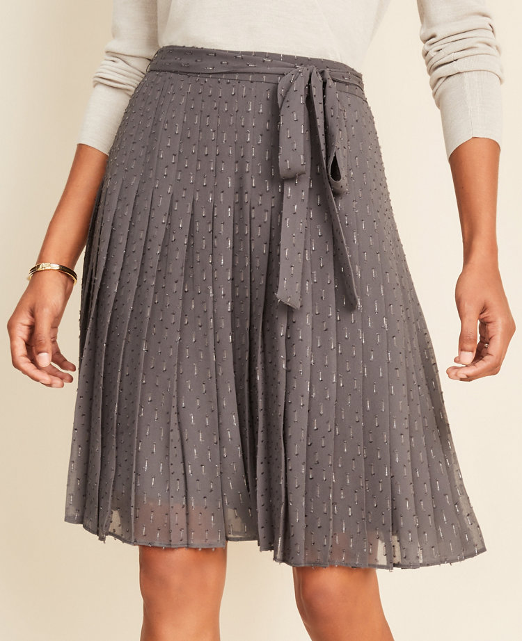 clip belted denim skirt