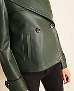 Faux Leather Short Trench Coat carousel Product Image 3