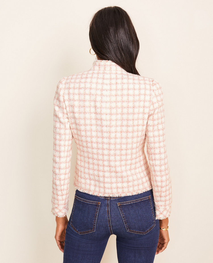 Plaid Tweed Zip Jacket