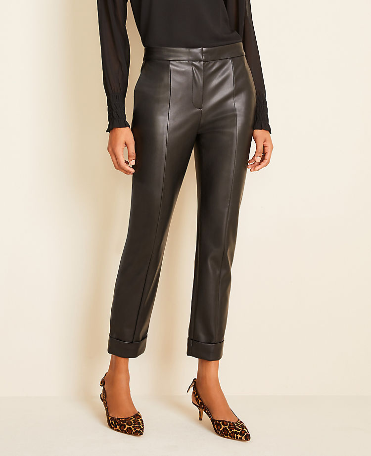 The Faux Leather Cuffed Ankle Pant