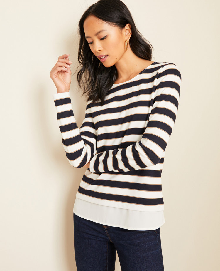 Striped Layered Mixed Media Top