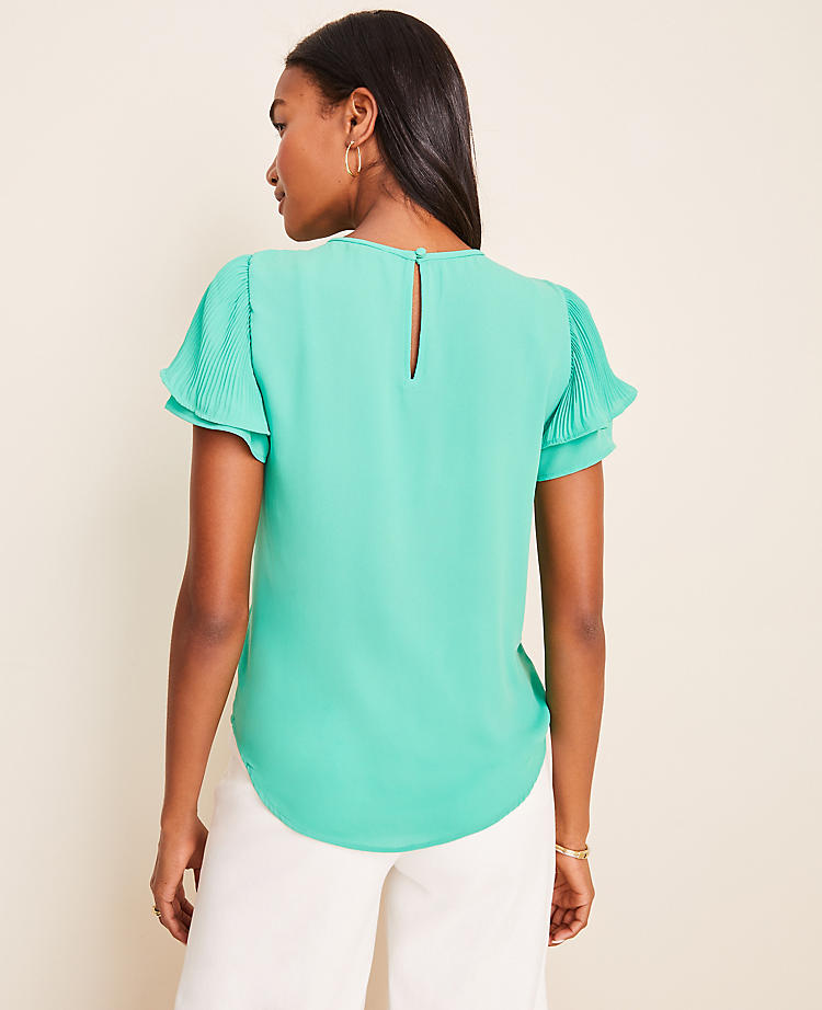 Pleated Flutter Sleeve Top 
