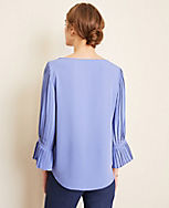 Pleated Sleeve Boatneck Top carousel Product Image 2