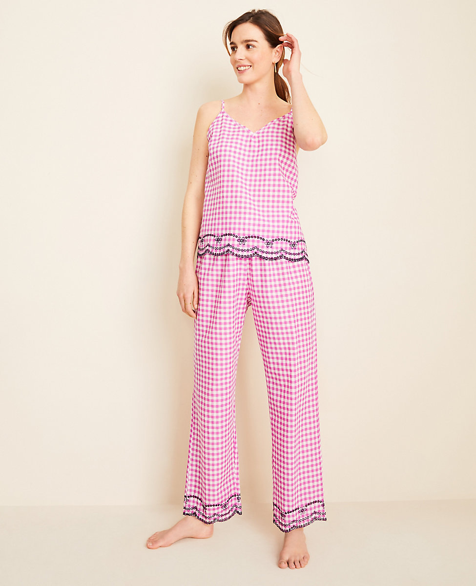 Gingham Eyelet Pajama Set