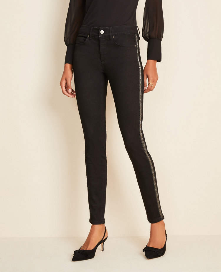 petite side stripe jeans