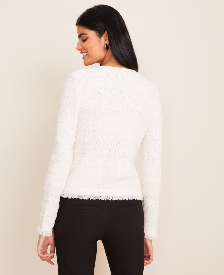 Stitched Fringe Knit Jacket