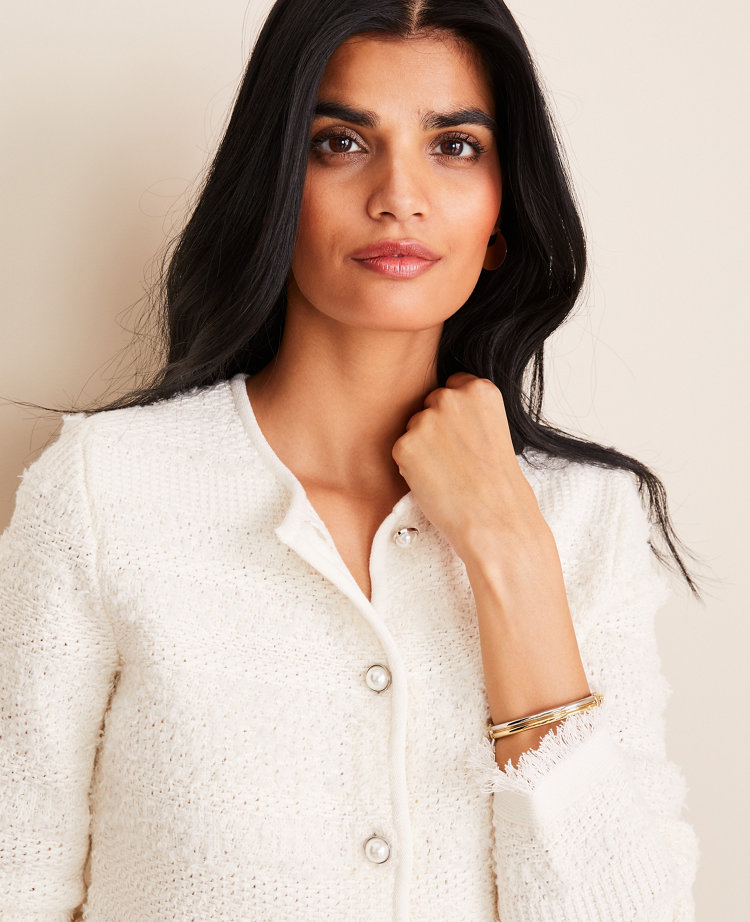 Stitched Fringe Knit Jacket