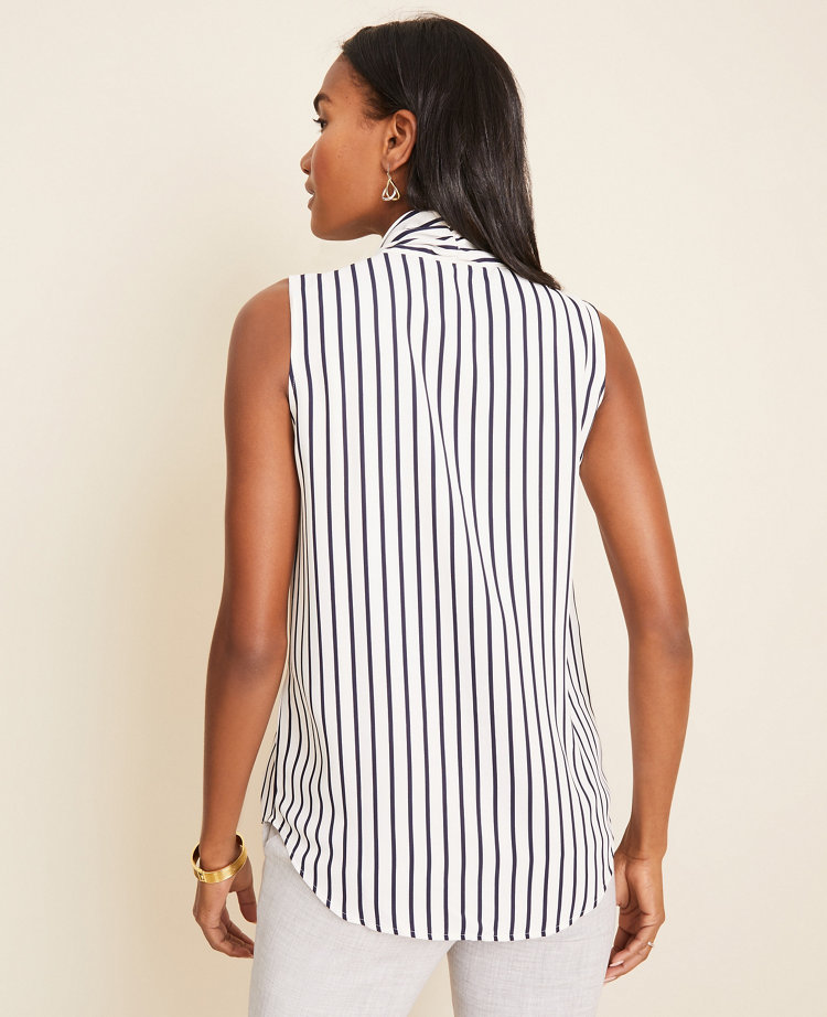 Striped Tie Neck Shell