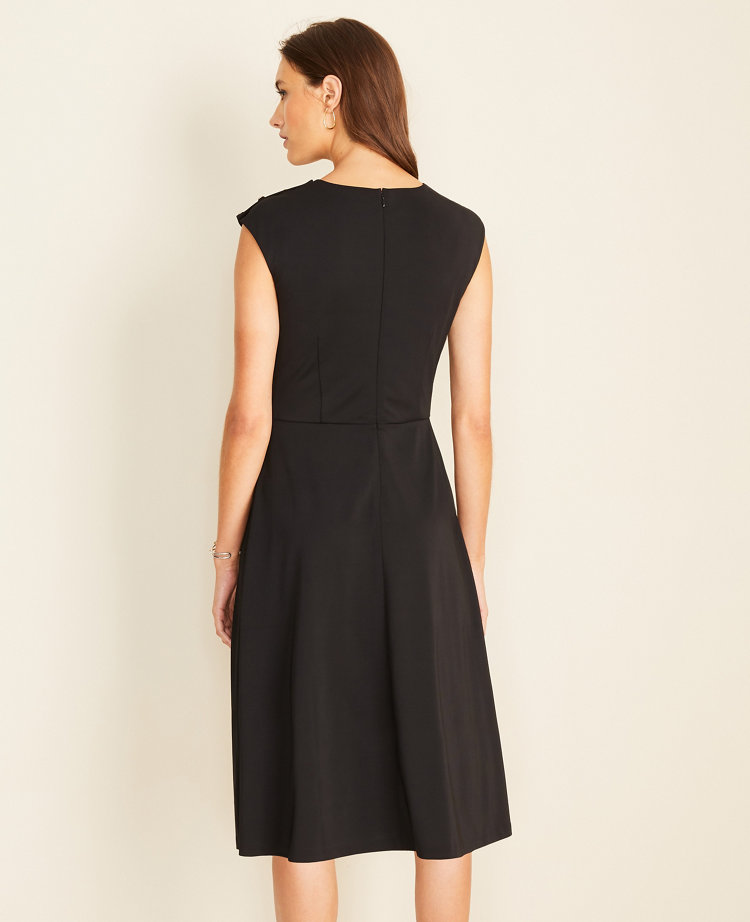 Shoulder Button Matte Jersey Flare Dress