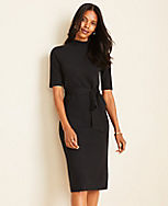 Mock Neck Belted Sweater Dress carousel Product Image 1