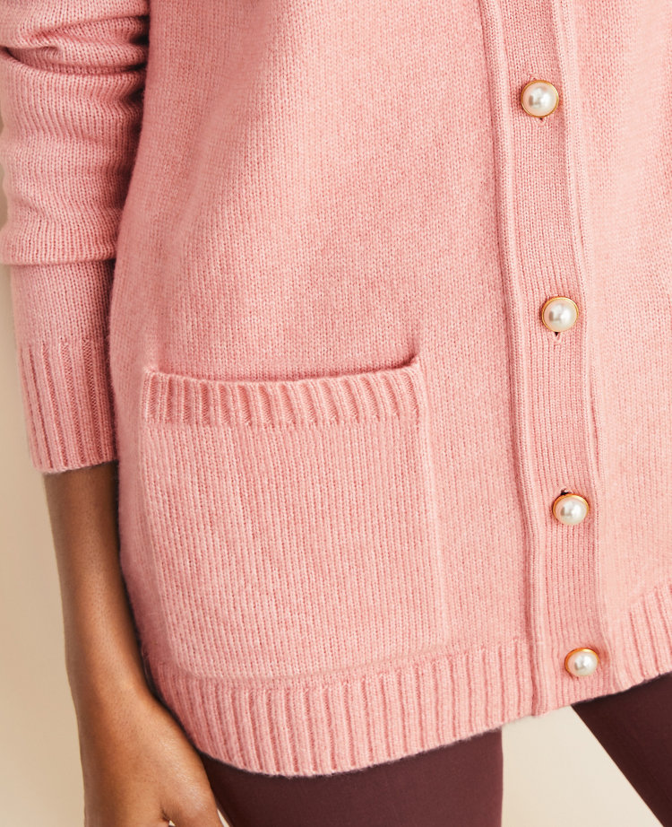 Pearlized Button Boyfriend Cardigan