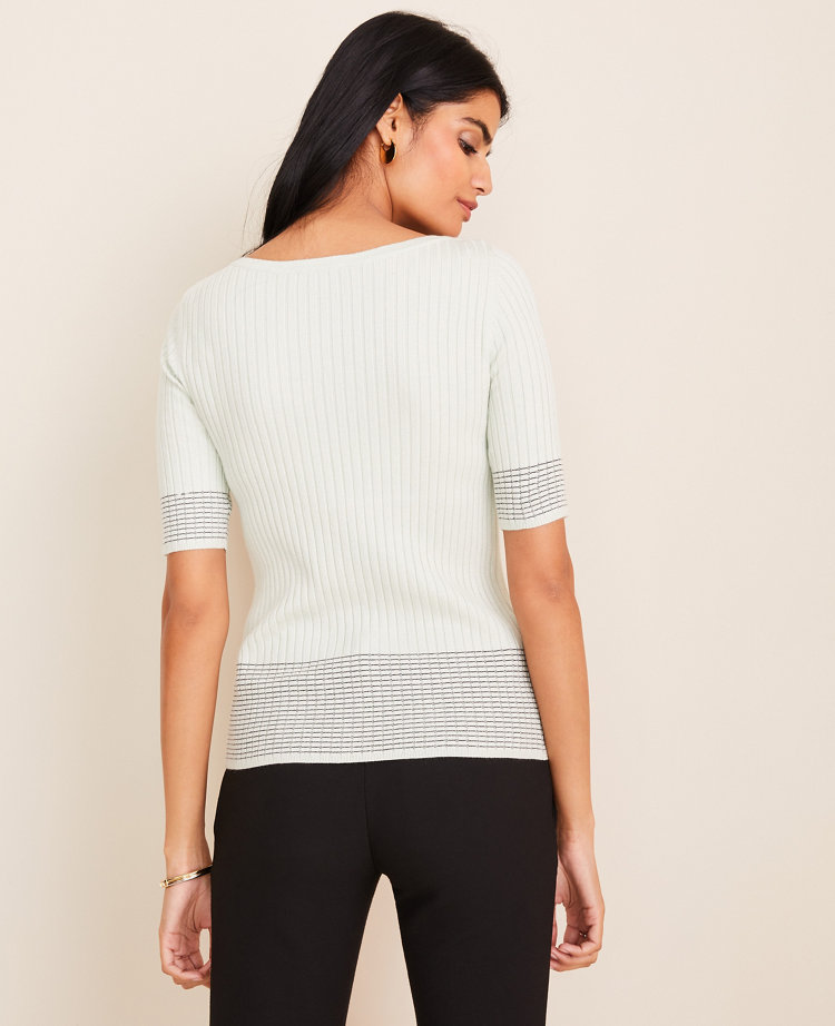 Stripe Ribbed Boatneck Sweater