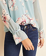Floral Shirred Button Down Top carousel Product Image 3