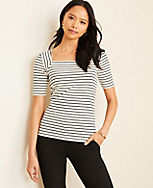 Striped Square Neck Luxe Tee carousel Product Image 1