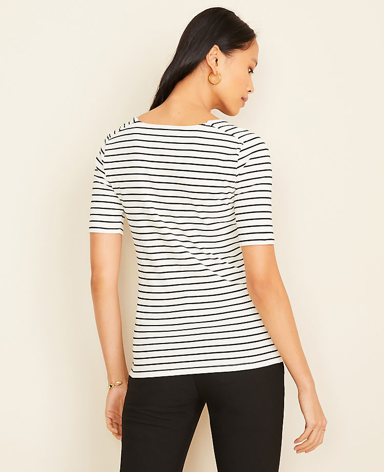 Striped Square Neck Luxe Tee