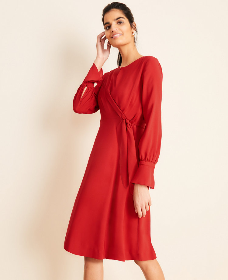 Keyhole Tie Front Flare Dress