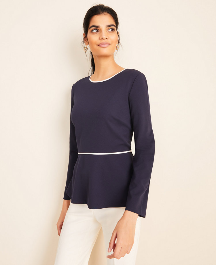 Petite Piped Peplum Top