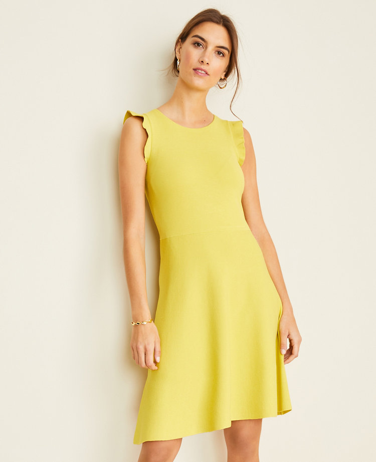 yellow ruffle sleeve dress