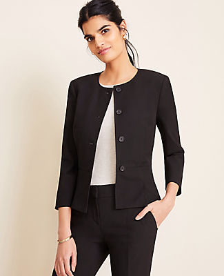 Ann Taylor THE TALL PLEATED CREWNECK JACKET IN SEASONLESS STRETCH