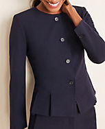The Petite Pleated Crewneck Jacket in Seasonless Stretch carousel Product Image 3