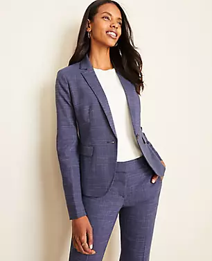 The One-Button Blazer in Crosshatch carousel Product Image 1