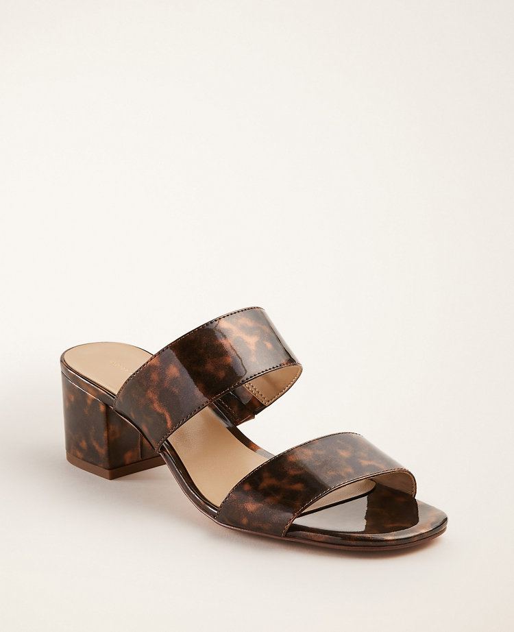 printed block heel sandals
