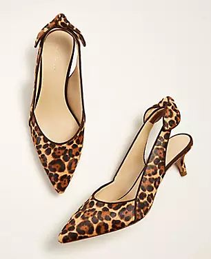 Tanja Leopard Print Haircalf Slingback Bow Pumps carousel Product Image 2