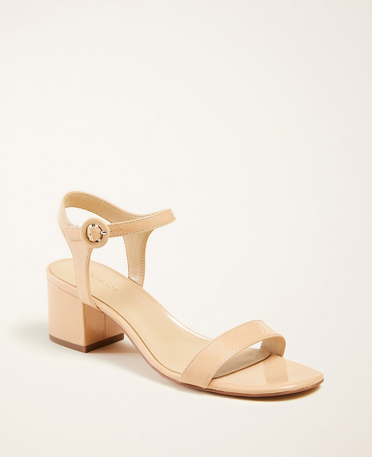 Nude patent block heel sandals hot sale