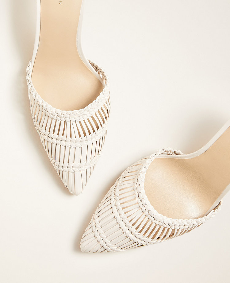 woven leather pumps