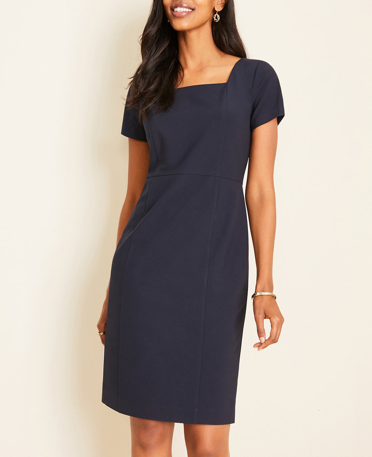 The Square Neck Sheath Dress in Seasonless Stretch