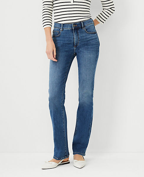 Curvy Sculpting Pocket Mid Rise Boot Cut Jeans in Mid Stone Wash | Ann ...