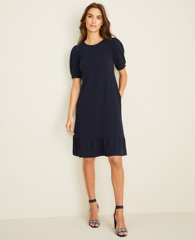 Image 4 of 4 - Puff Sleeve Pocket Shift Dress