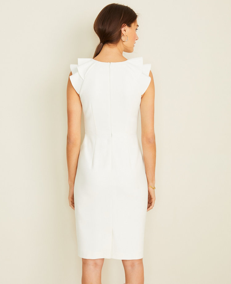 white ruffle sleeve dress