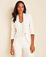 The One-Button Blazer in Linen Herringbone carousel Product Image 1