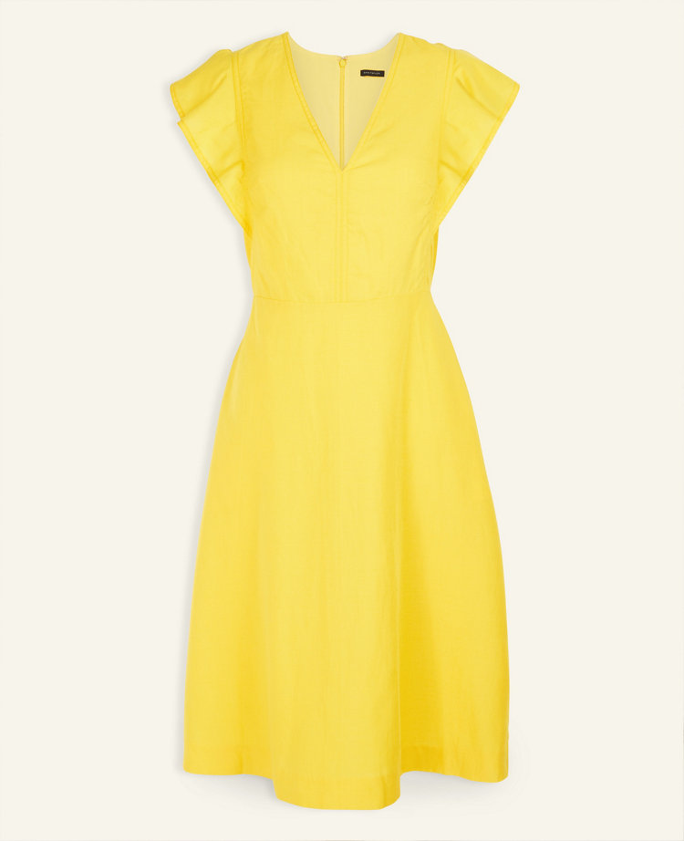yellow ruffle sleeve dress