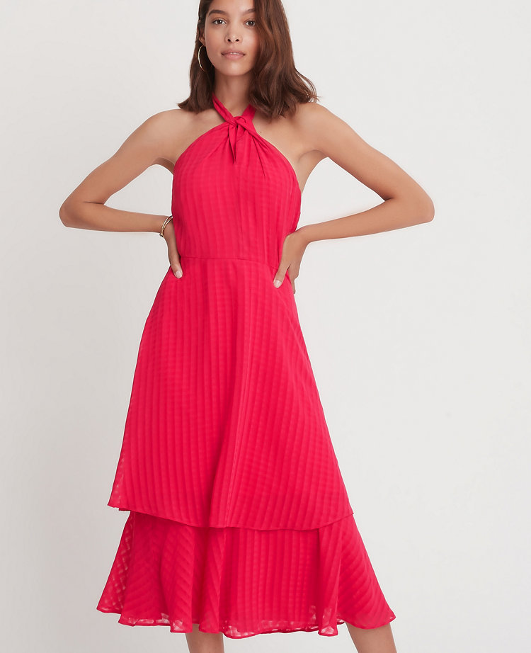 tiered halter maxi dress