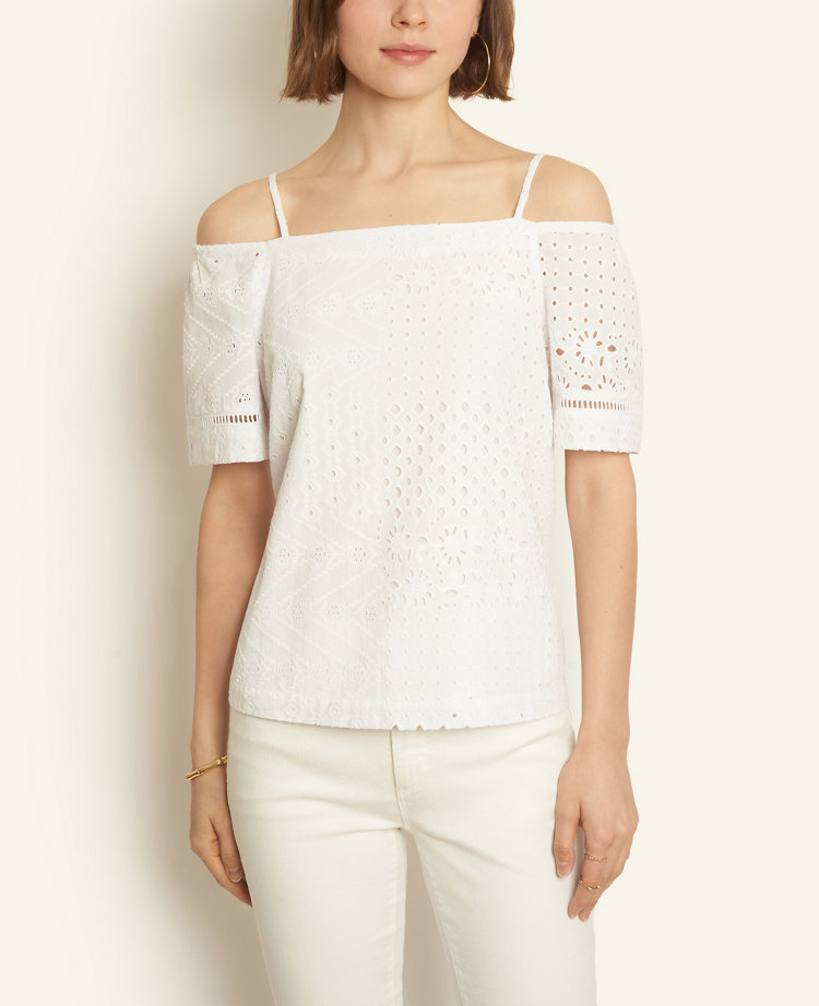 White cold shoulder shirt hot sale