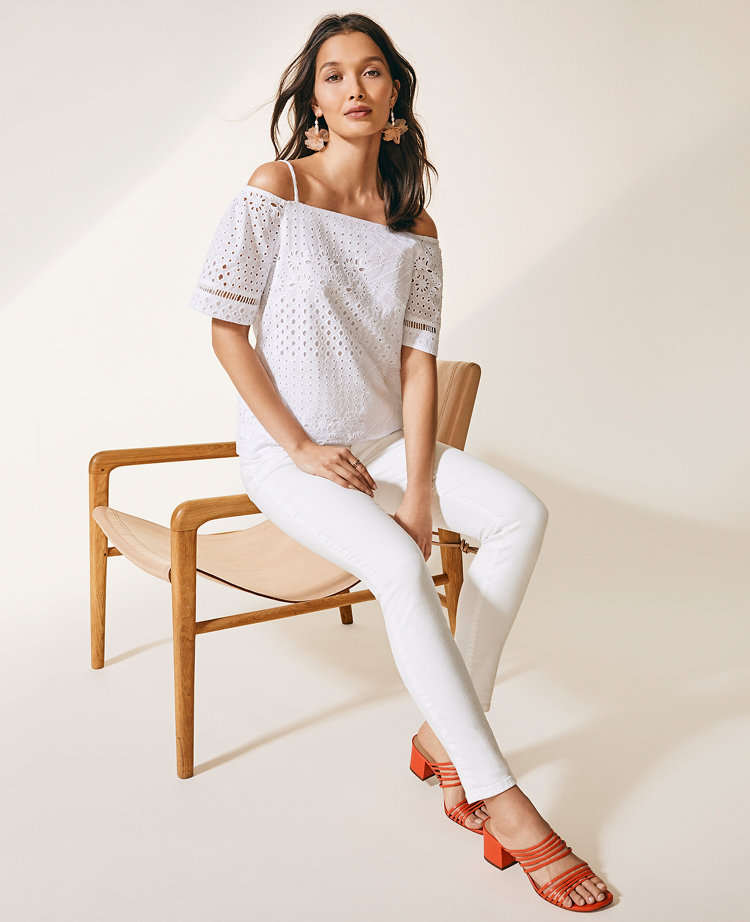 Eyelet Cold Shoulder Top