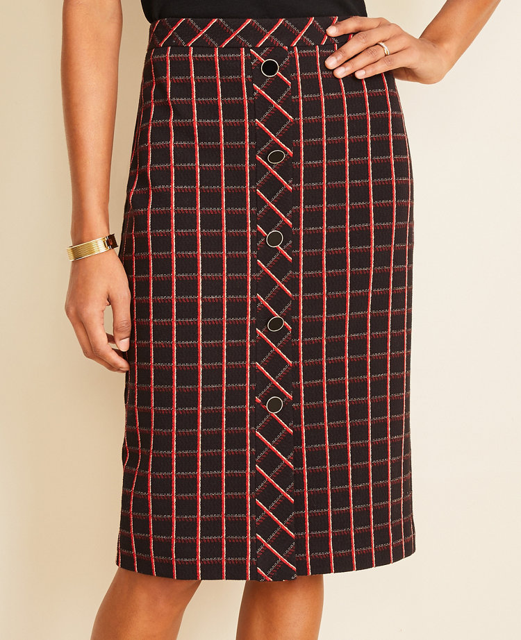 2912259 Plum Patterned Pencil Skirt