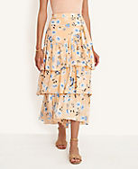Floral Tiered Flounce Maxi Skirt carousel Product Image 1