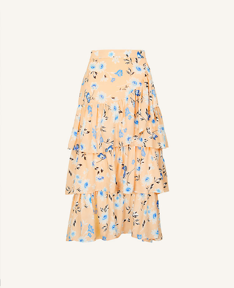 Floral Tiered Flounce Maxi Skirt