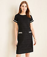 Tall Tweed Button Trim Shift Dress carousel Product Image 1