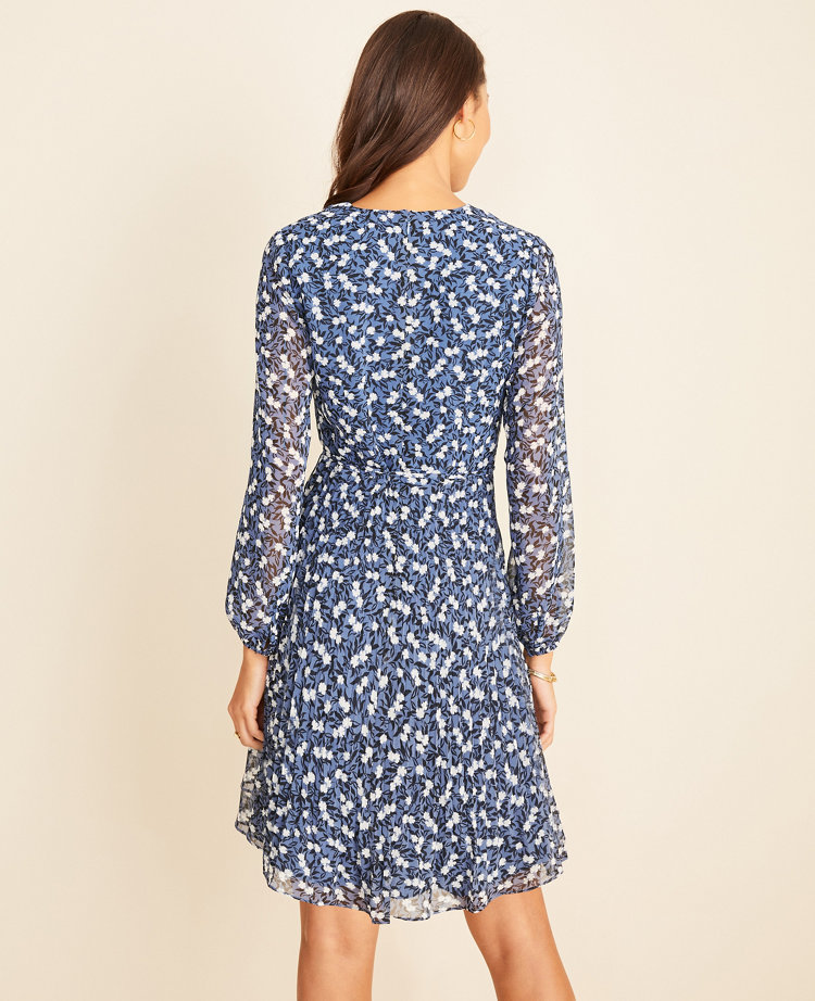 Petite Floral Pleated Wrap Dress