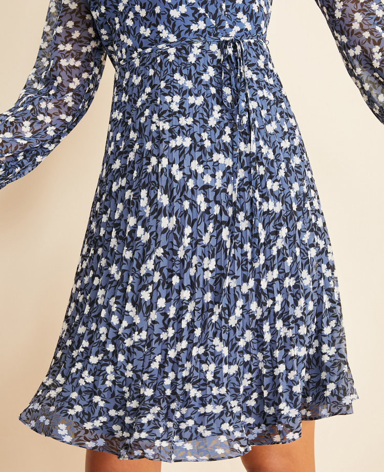 Petite Floral Pleated Wrap Dress