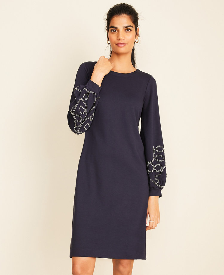 petite shift dress with sleeves