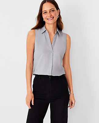 Ann Taylor Sleeveless Essential Shirt In Empire Grey