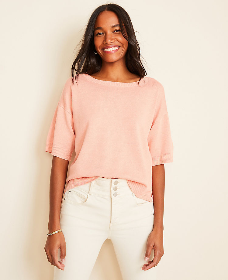 Linen Blend Short Sleeve Sweater