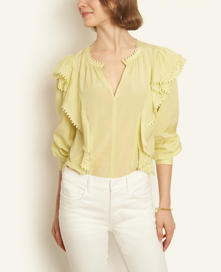 Bobble Trim Ruffle Popover